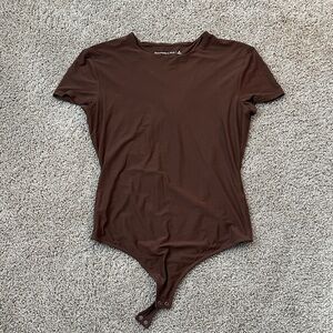 Brown Double-Lined Abercrombie Bodysuit